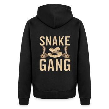 Schlange Geschenk Schlangenliebhaber - Unisex Premium Bio Zip Hoodie - Schwarz - Hinten - Nico (187cm)