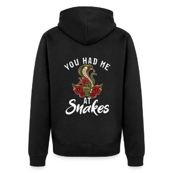 Schlange Geschenk Schlangenliebhaber - Unisex Premium Bio Zip Hoodie - Schwarz - Hinten - Nico (187cm)