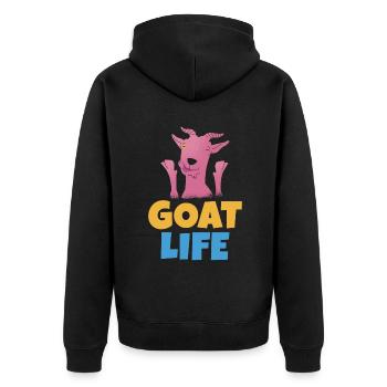 Ziegengeschenk Ziegenliebhaber Geschenk - Unisex Premium Bio Zip Hoodie - Schwarz - Hinten - Nico (187cm)