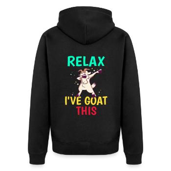 Goat Gift Goat Lover Gift - Unisex Premium Organic Zip Hoodie - black - Back - Nico (187cm)