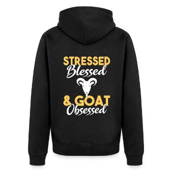 Goat Gift Goat Lover Gift - Unisex Premium Organic Zip Hoodie - black - Back - Nico (187cm)