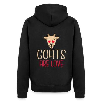 Ziegengeschenk Ziegenliebhaber Geschenk - Unisex Premium Bio Zip Hoodie - Schwarz - Hinten - Nico (187cm)