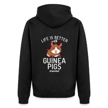 Cadeau de cochon d’Inde mignon - Veste à capuche bio Premium Unisexe - noir - Dos - Nico (187cm)