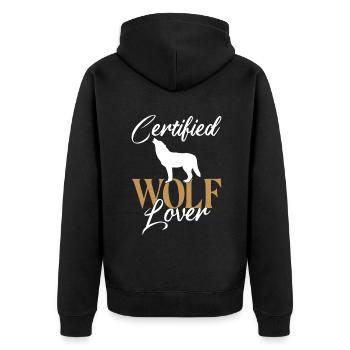 Wolf Geschenke Wolf Liebhaber - Unisex Premium Bio Zip Hoodie - Schwarz - Hinten - Nico (187cm)