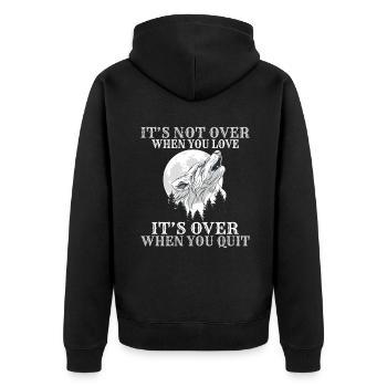 Wolf Geschenke Wolf Liebhaber - Unisex Premium Bio Zip Hoodie - Schwarz - Hinten - Nico (187cm)