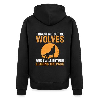 Wolf Geschenke Wolf Liebhaber - Unisex Premium Bio Zip Hoodie - Schwarz - Hinten - Nico (187cm)