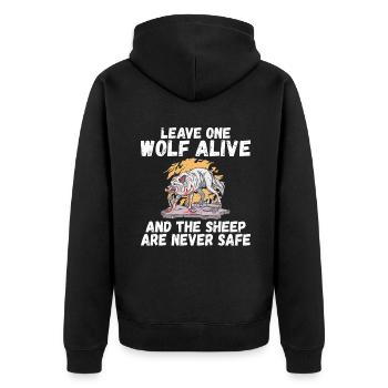 Wolf Geschenke Wolf Liebhaber - Unisex Premium Bio Zip Hoodie - Schwarz - Hinten - Nico (187cm)