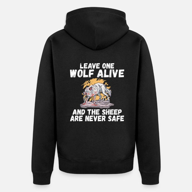 Wolf Geschenke Wolf Liebhaber - Unisex Premium Bio Zip Hoodie - Schwarz