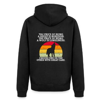 Wolf Geschenke Wolf Liebhaber - Unisex Premium Bio Zip Hoodie - Schwarz - Hinten - Nico (187cm)