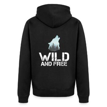 Wolf Geschenke Wolf Liebhaber - Unisex Premium Bio Zip Hoodie - Schwarz - Hinten - Nico (187cm)