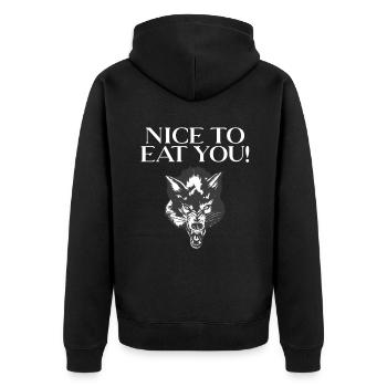 Wolf Geschenke Wolf Liebhaber - Unisex Premium Bio Zip Hoodie - Schwarz - Hinten - Nico (187cm)