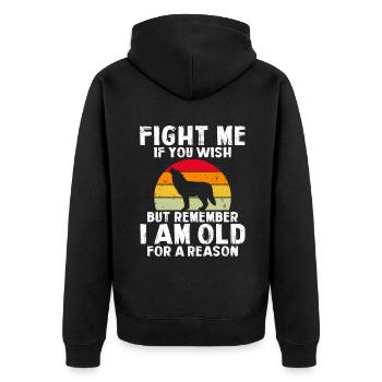 Wolf Geschenke Wolf Liebhaber - Unisex Premium Bio Zip Hoodie - Schwarz - Hinten - Nico (187cm)