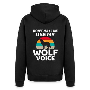 Wolf Geschenke Wolf Liebhaber - Unisex Premium Bio Zip Hoodie - Schwarz - Hinten - Nico (187cm)