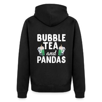 Panda Geschenke Panda Liebhaber - Unisex Premium Bio Zip Hoodie - Schwarz - Hinten - Nico (187cm)