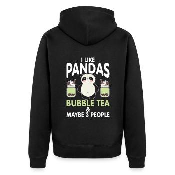 Panda Geschenke Panda Liebhaber - Unisex Premium Bio Zip Hoodie - Schwarz - Hinten - Nico (187cm)