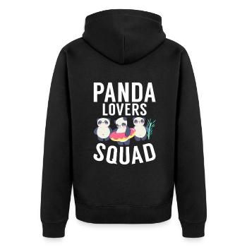 Panda Geschenke Panda Liebhaber - Unisex Premium Bio Zip Hoodie - Schwarz - Hinten - Nico (187cm)