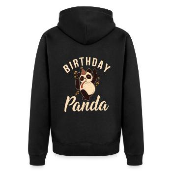 Panda Geschenke Panda Liebhaber - Unisex Premium Bio Zip Hoodie - Schwarz - Hinten - Nico (187cm)