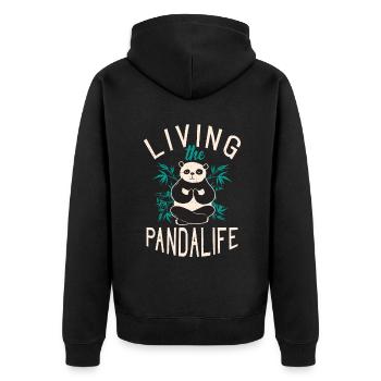 Panda Geschenke Panda Liebhaber - Unisex Premium Bio Zip Hoodie - Schwarz - Hinten - Nico (187cm)