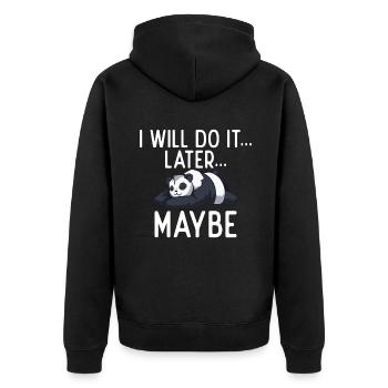 Panda Geschenke Panda Liebhaber - Unisex Premium Bio Zip Hoodie - Schwarz - Hinten - Nico (187cm)