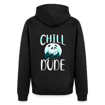 Panda Geschenke Panda Liebhaber - Unisex Premium Bio Zip Hoodie - Schwarz - Hinten - Nico (187cm)