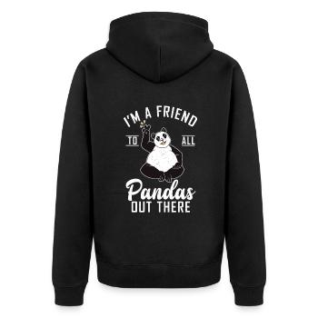 Panda Geschenke Panda Liebhaber - Unisex Premium Bio Zip Hoodie - Schwarz - Hinten - Nico (187cm)