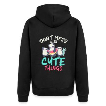 Panda Geschenke Panda Liebhaber - Unisex Premium Bio Zip Hoodie - Schwarz - Hinten - Nico (187cm)