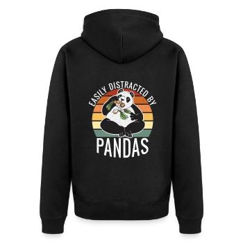 Panda Geschenke Panda Liebhaber - Unisex Premium Bio Zip Hoodie - Schwarz - Hinten - Nico (187cm)
