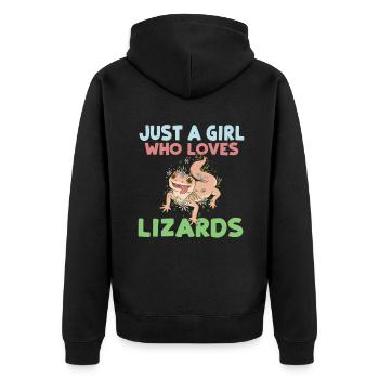 Lizard Lover Lizard Gift Lizard Owner - Unisex Premium Organic Zip Hoodie - black - Back - Nico (187cm)