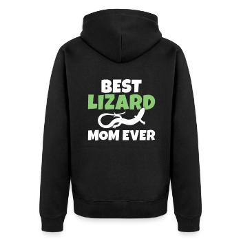 Lizard Lover Lizard Gift Lizard Owner - Unisex Premium Organic Zip Hoodie - black - Back - Nico (187cm)