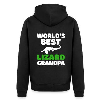 Lizard Lover Lizard Gift Lizard Owner - Unisex Premium Organic Zip Hoodie - black - Back - Nico (187cm)