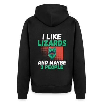 Eidechsenliebhaber Eidechse Geschenk Eidechse Besitzer - Unisex Premium Bio Zip Hoodie - Schwarz - Hinten - Nico (187cm)