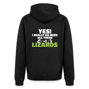 Eidechsenliebhaber Eidechse Geschenk Eidechse Besitzer - Unisex Premium Bio Zip Hoodie - Schwarz - Hinten - Nico (187cm)