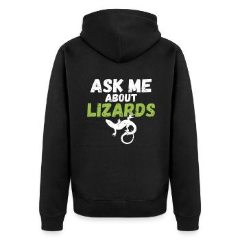 Lizard Lover Lizard Gift Lizard Owner - Unisex Premium Organic Zip Hoodie - black - Back - Nico (187cm)