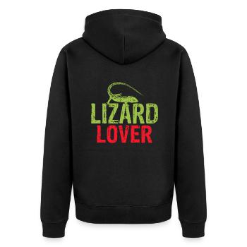 Eidechsenliebhaber Eidechse Geschenk Eidechse Besitzer - Unisex Premium Bio Zip Hoodie - Schwarz - Hinten - Nico (187cm)