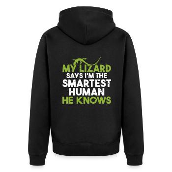 Eidechsenliebhaber Eidechse Geschenk Eidechse Besitzer - Unisex Premium Bio Zip Hoodie - Schwarz - Hinten - Nico (187cm)