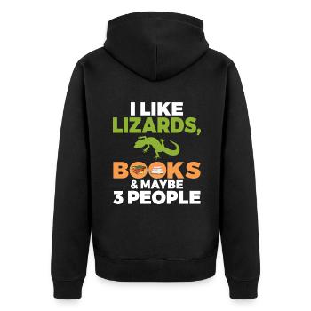 Eidechsenliebhaber Eidechse Geschenk Eidechse Besitzer - Unisex Premium Bio Zip Hoodie - Schwarz - Hinten - Nico (187cm)