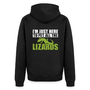 Eidechsenliebhaber Eidechse Geschenk Eidechse Besitzer - Unisex Premium Bio Zip Hoodie - Schwarz - Hinten - Nico (187cm)