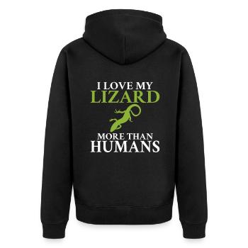 Eidechsenliebhaber Eidechse Geschenk Eidechse Besitzer - Unisex Premium Bio Zip Hoodie - Schwarz - Hinten - Nico (187cm)