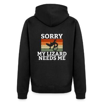 Eidechsenliebhaber Eidechse Geschenk Eidechse Besitzer - Unisex Premium Bio Zip Hoodie - Schwarz - Hinten - Nico (187cm)