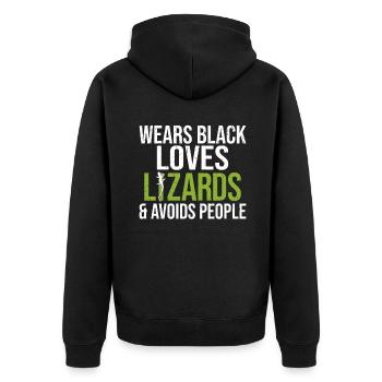 Eidechsenliebhaber Eidechse Geschenk Eidechse Besitzer - Unisex Premium Bio Zip Hoodie - Schwarz - Hinten - Nico (187cm)