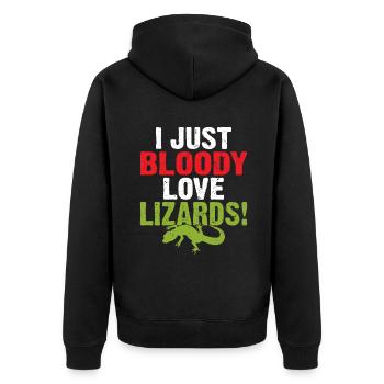Lizard Lover Lizard Gift Lizard Owner - Unisex Premium Organic Zip Hoodie - black - Back - Nico (187cm)