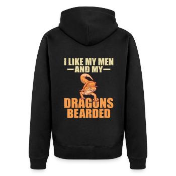 Eidechsenliebhaber Eidechse Geschenk Eidechse Besitzer - Unisex Premium Bio Zip Hoodie - Schwarz - Hinten - Nico (187cm)