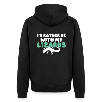 Eidechsenliebhaber Eidechse Geschenk Eidechse Besitzer - Unisex Premium Bio Zip Hoodie - Schwarz - Hinten - Nico (187cm)