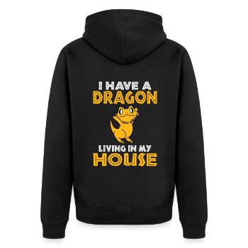 Eidechsenliebhaber Eidechse Geschenk Eidechse Besitzer - Unisex Premium Bio Zip Hoodie - Schwarz - Hinten - Nico (187cm)