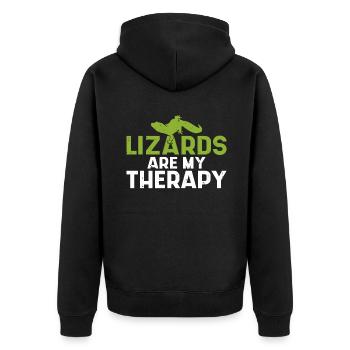 Eidechsenliebhaber Eidechse Geschenk Eidechse Besitzer - Unisex Premium Bio Zip Hoodie - Schwarz - Hinten - Nico (187cm)