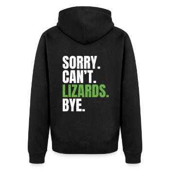 Eidechsenliebhaber Eidechse Geschenk Eidechse Besitzer - Unisex Premium Bio Zip Hoodie - Schwarz - Hinten - Nico (187cm)