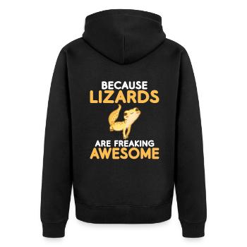 Eidechsenliebhaber Eidechse Geschenk Eidechse Besitzer - Unisex Premium Bio Zip Hoodie - Schwarz - Hinten - Nico (187cm)