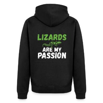 Eidechsenliebhaber Eidechse Geschenk Eidechse Besitzer - Unisex Premium Bio Zip Hoodie - Schwarz - Hinten - Nico (187cm)