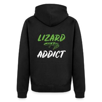 Eidechsenliebhaber Eidechse Geschenk Eidechse Besitzer - Unisex Premium Bio Zip Hoodie - Schwarz - Hinten - Nico (187cm)