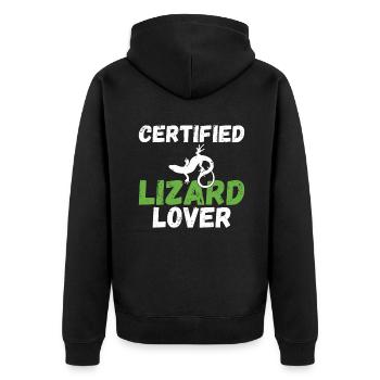 Eidechsenliebhaber Eidechse Geschenk Eidechse Besitzer - Unisex Premium Bio Zip Hoodie - Schwarz - Hinten - Nico (187cm)